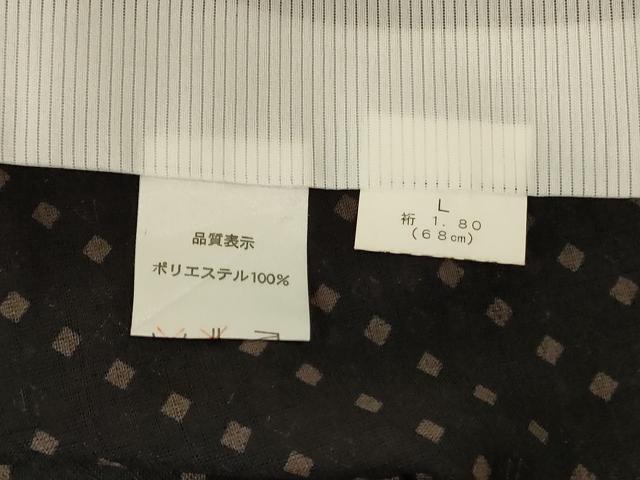 平和屋着物＊夏物　小紋　紗　菱文　黒地　洗える着物　AABL6660jd