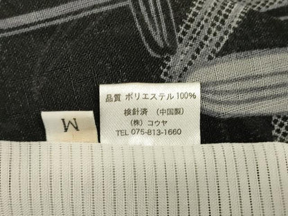 平和屋着物＊夏物　小紋　紗　笹文　黒地　洗える着物　AABL6664jd