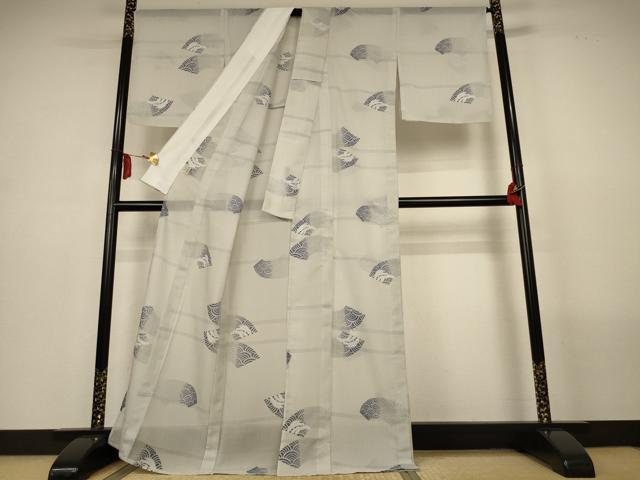 平和屋着物＊夏物　小紋　紗　青海波　洗える着物　AABL6668jd