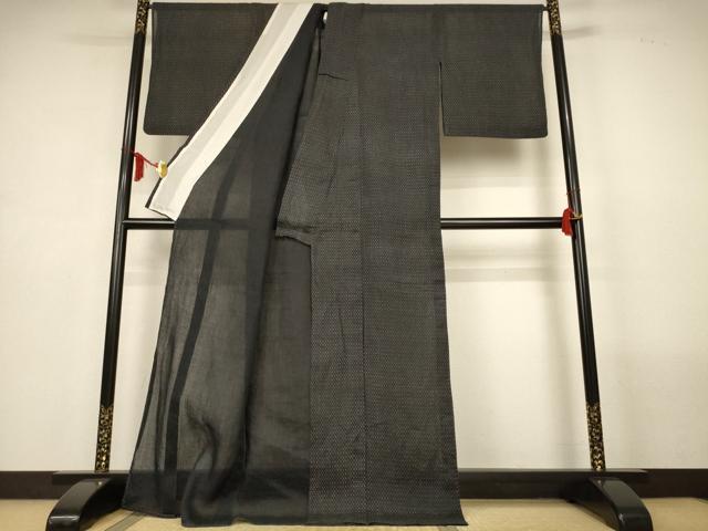 平和屋着物＊夏物　小紋　紗　絣文　綿麻　AABL6669jd