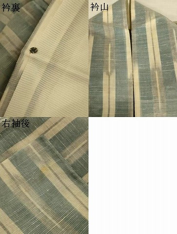 平和屋着物＊夏物　紗紬　変わり縞　正絹　逸品　AABL6670jd