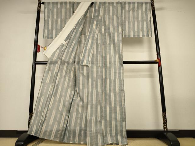 平和屋着物＊夏物　紗紬　変わり縞　正絹　逸品　AABL6670jd