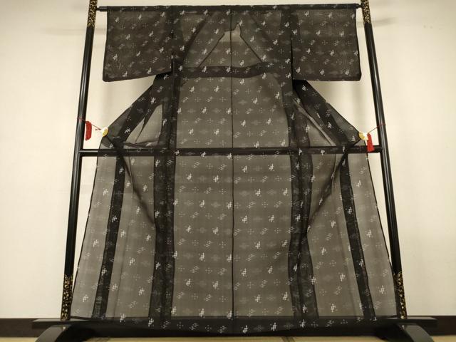 平和屋着物＊夏物　本場琉球絣　夏琉球　黒地　正絹　逸品　未使用　AABL6671jd