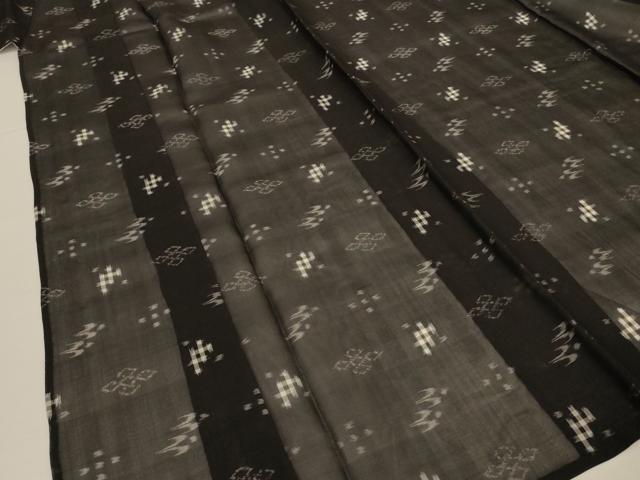 平和屋着物＊夏物　本場琉球絣　夏琉球　黒地　正絹　逸品　未使用　AABL6671jd