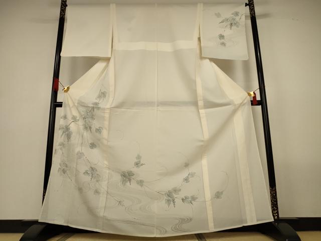 平和屋着物＊夏物　訪問着　紋紗　手描き　流水葡萄蔦の葉文　やまと誂製　正絹　逸品　未使用　AABL6674jd