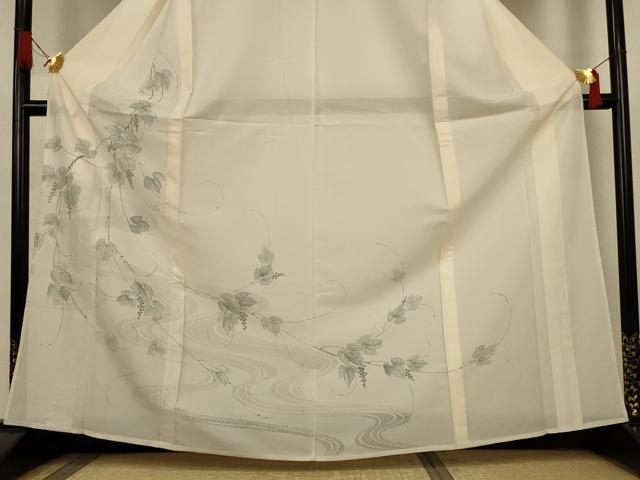 平和屋着物＊夏物　訪問着　紋紗　手描き　流水葡萄蔦の葉文　やまと誂製　正絹　逸品　未使用　AABL6674jd