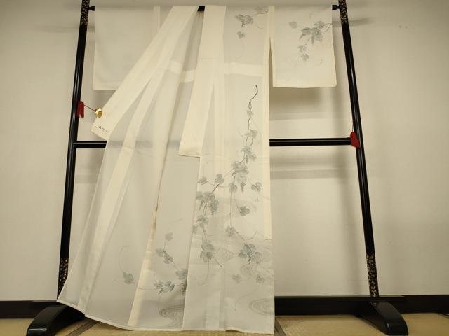 平和屋着物＊夏物　訪問着　紋紗　手描き　流水葡萄蔦の葉文　やまと誂製　正絹　逸品　未使用　AABL6674jd
