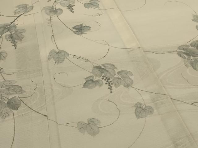 平和屋着物＊夏物　訪問着　紋紗　手描き　流水葡萄蔦の葉文　やまと誂製　正絹　逸品　未使用　AABL6674jd
