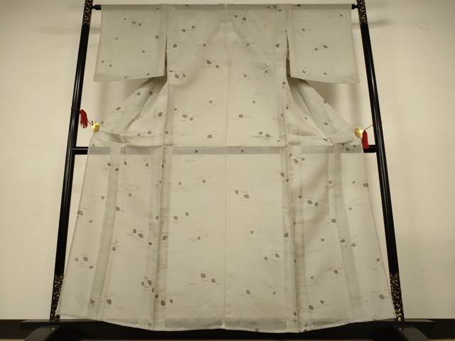 平和屋着物＊夏物　小紋　紗紬　手描き　飛鳥文　貝　正絹　逸品　AABL6675jd