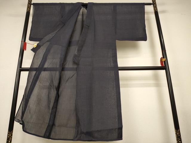 平和屋着物＊夏物　男性　小千谷ちぢみ　褐返色　麻　逸品　AABL6676jd