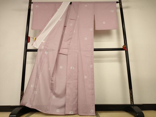 平和屋着物＊夏物　小紋　絽　花丸文　洗える着物　AABL6685jd