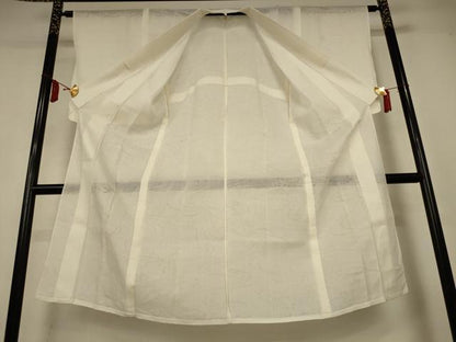 平和屋着物＊夏物　長襦袢　流水草花紋紗　生成り色　麻　AABL6686jd