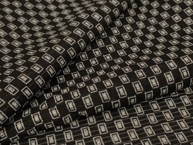 平和屋着物＊夏物　小紋　絽　幾何学文様　黒地　正絹　逸品　AABL6688jd