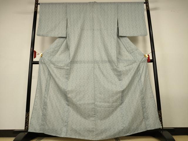 平和屋着物＊夏物　小紋　絽　麻の葉文様　洗える着物　AABL6690jd