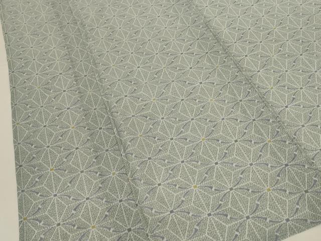 平和屋着物＊夏物　小紋　絽　麻の葉文様　洗える着物　AABL6690jd