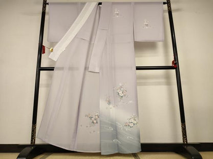 平和屋着物＊夏物　訪問着　紋紗　流水飾花文　暈し染め　洗える着物　AABL6692jd