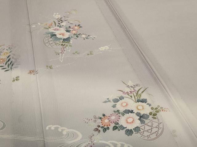 平和屋着物＊夏物　訪問着　紋紗　流水飾花文　暈し染め　洗える着物　AABL6692jd