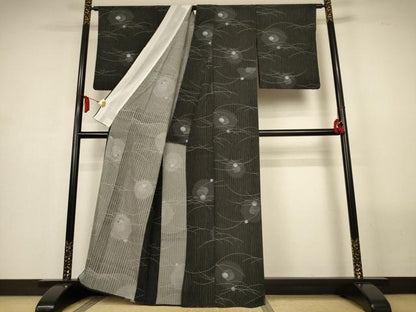 平和屋着物＊夏物　小紋　絽縮緬　成り物　洗える着物　AABL6696jd
