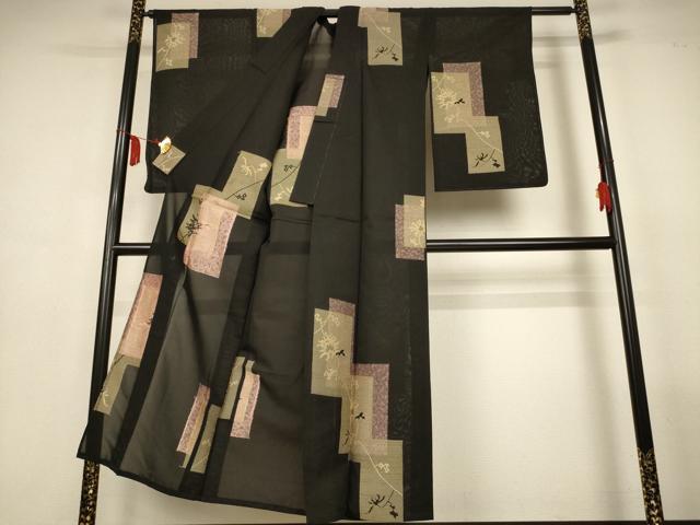 平和屋着物＊夏物　小紋　紗　短冊花文　正絹　逸品　未使用　AABL6714jd