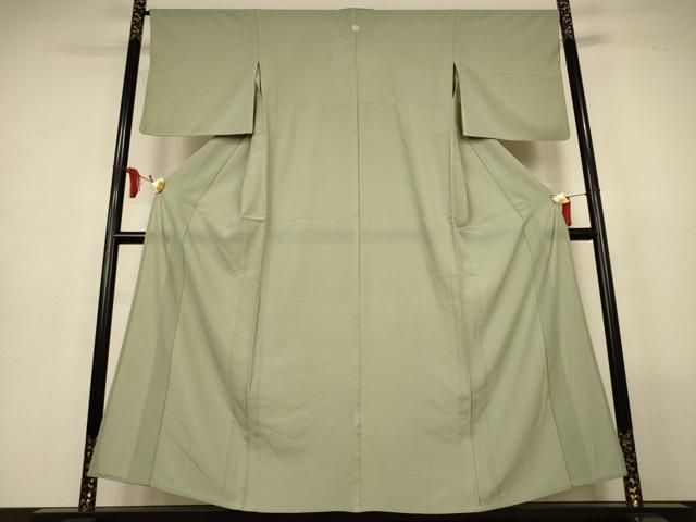 平和屋着物＊夏物　色無地　絽縮緬　柳茶色　正絹　逸品　AABL6715jd