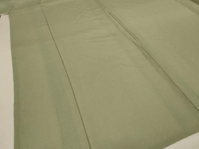平和屋着物＊夏物　色無地　絽縮緬　柳茶色　正絹　逸品　AABL6715jd