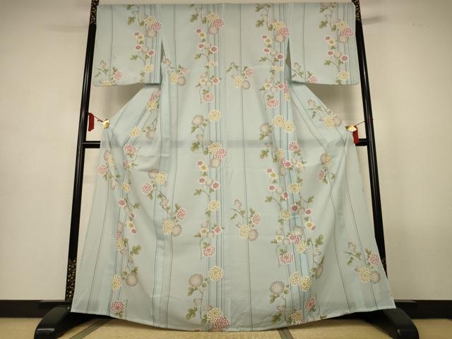 平和屋着物＊夏物　小紋　紗　草花文　正絹　逸品　AABL6719jd