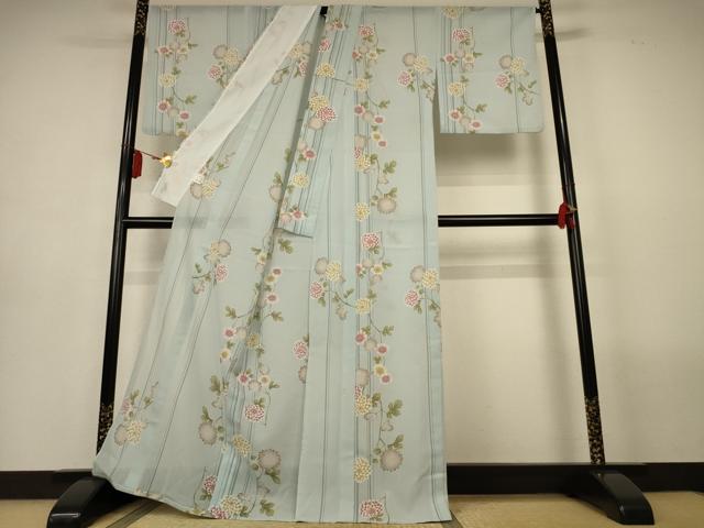 平和屋着物＊夏物　小紋　紗　草花文　正絹　逸品　AABL6719jd