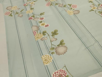平和屋着物＊夏物　小紋　紗　草花文　正絹　逸品　AABL6719jd