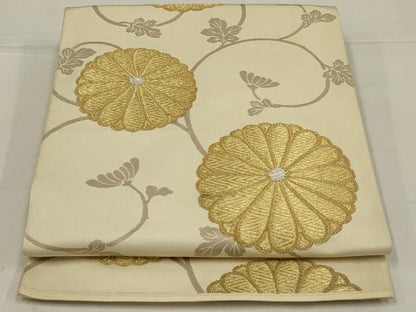 平和屋着物◎六通柄　本袋帯　菊唐草文　金銀糸　正絹　逸品　AABL6722ou