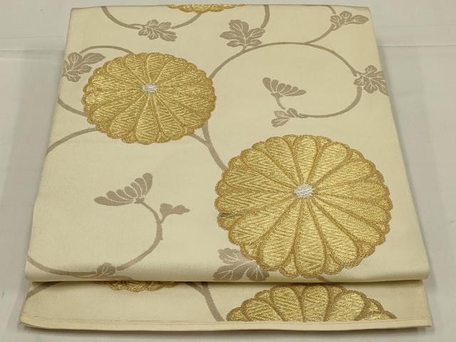 平和屋着物◎六通柄　本袋帯　菊唐草文　金銀糸　正絹　逸品　AABL6722ou
