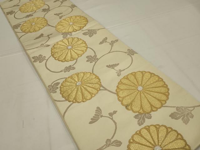 平和屋着物◎六通柄　本袋帯　菊唐草文　金銀糸　正絹　逸品　AABL6722ou