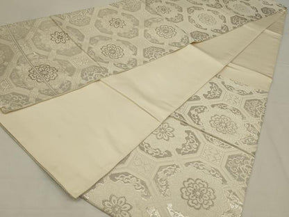 平和屋着物◎六通柄袋帯　唐織　蜀江花文　銀糸　正絹　逸品　AABL6728ou