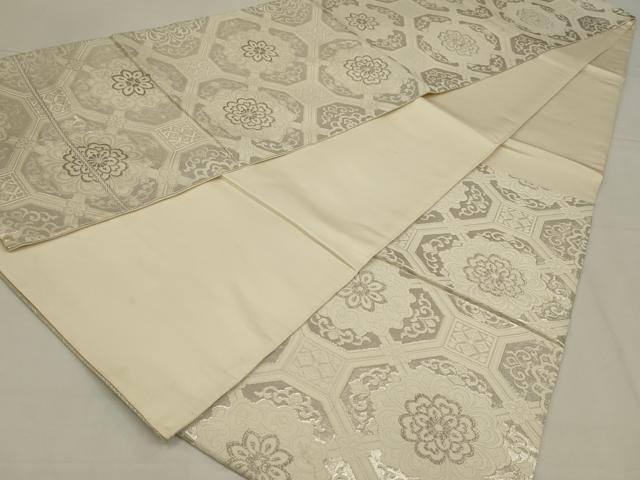 平和屋着物◎六通柄袋帯　唐織　蜀江花文　銀糸　正絹　逸品　AABL6728ou