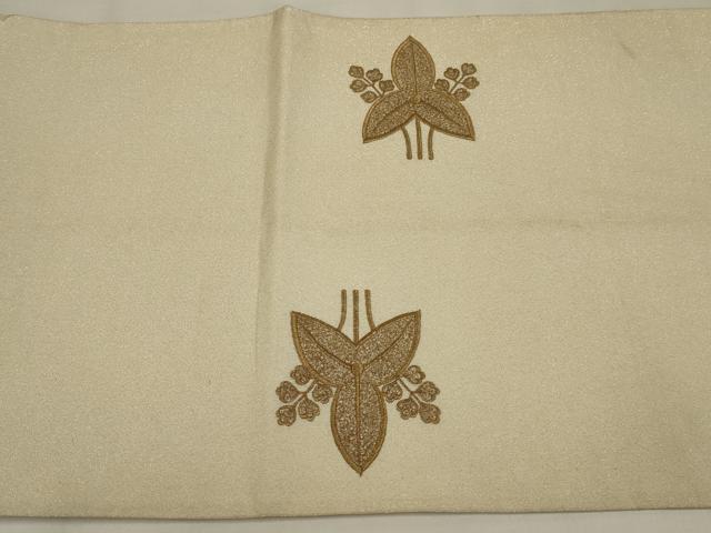 平和屋着物◎綴れ　太鼓柄袋帯　枝花文　金銀糸　正絹　逸品　AABL6734ou