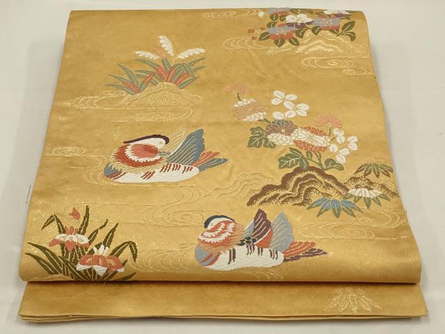 平和屋着物◎六通柄袋帯　唐織　草花文　金糸　正絹　逸品　AABL6735ou