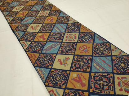 平和屋着物◎六通柄袋帯　格子花鳥文　正絹　逸品　AABL6741ou