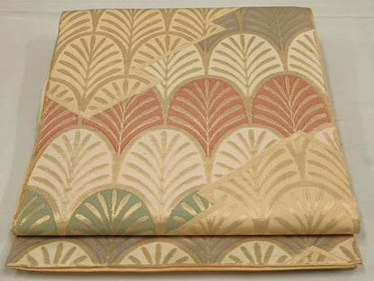 平和屋着物◎六通柄　本袋帯　松文　金糸　正絹　逸品　AABL6742ou