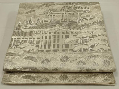 平和屋着物◎六通柄袋帯　千蔵乃都　プラチナ箔　正絹　逸品　AABL6743ou