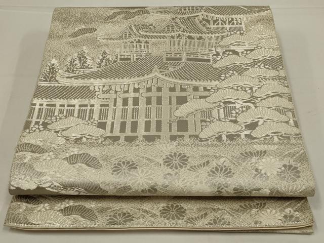 平和屋着物◎六通柄袋帯　千蔵乃都　プラチナ箔　正絹　逸品　AABL6743ou