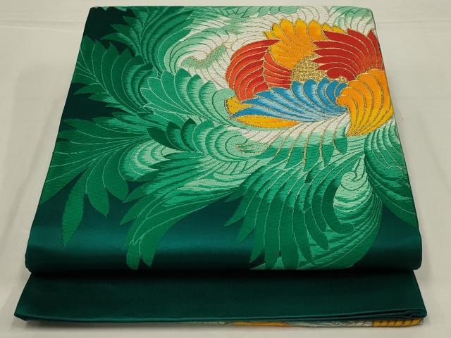 平和屋着物◎西陣　谷常織物謹製　六通柄袋帯　唐織　花　金糸　正絹　逸品　未使用　AABL6745ou