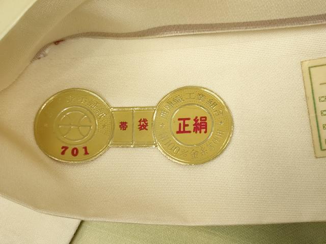 平和屋着物◎西陣　六通柄袋帯　更紗花文　銀糸　正絹　逸品　AABL6749ou