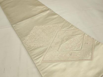 平和屋着物◎太鼓柄袋帯　総刺繍　花菱文　銀糸　正絹　逸品　AABL6751ou