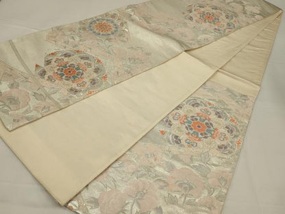 平和屋着物◎六通柄袋帯　唐織　正倉院花文　金銀糸　正絹　逸品　AABL6752ou