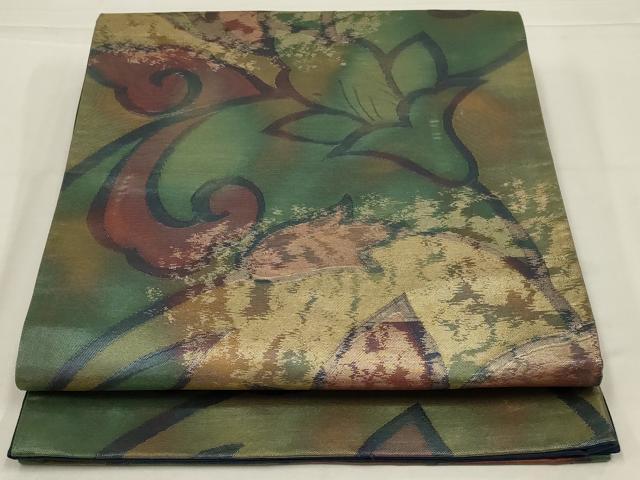 平和屋着物◎六通柄袋帯　花唐草文　金糸　正絹　逸品　AABL6755ou