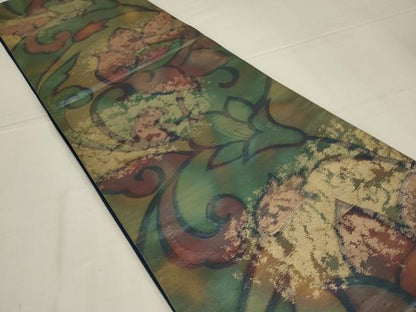 平和屋着物◎六通柄袋帯　花唐草文　金糸　正絹　逸品　AABL6755ou