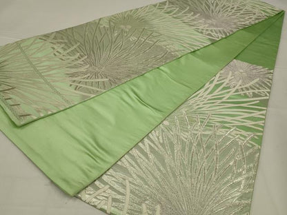 平和屋着物◎六通柄袋帯　唐織　松　銀糸　正絹　逸品　AABL6756ou