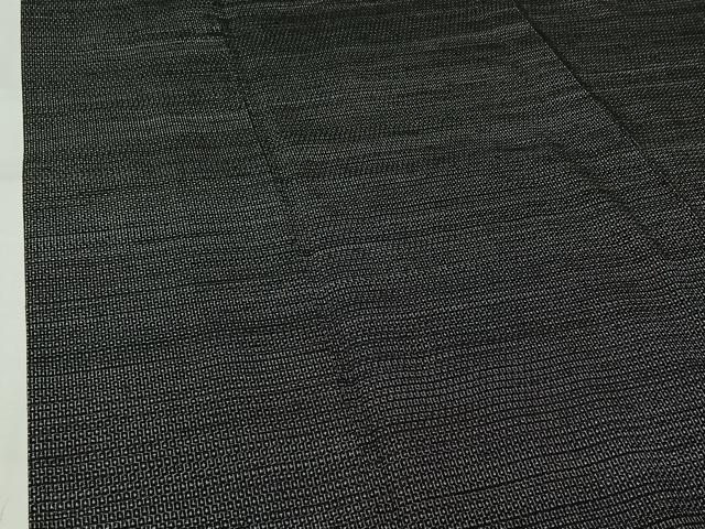 平和屋着物▽上質な紬　単衣　100亀甲　総詰め　黒地　正絹　逸品　AABL6762jh