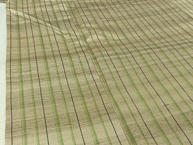 平和屋着物▽上質な紬　単衣　縞　正絹　逸品　AABL6763jh