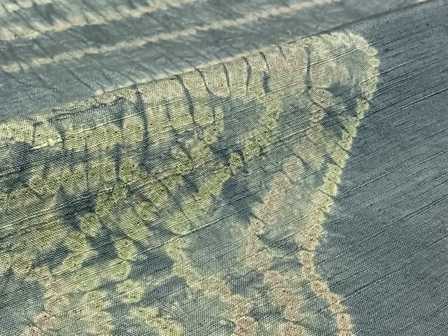平和屋着物▽上質な紬　単衣　総絞り　幾何学文様　正絹　逸品　AABL6764jh