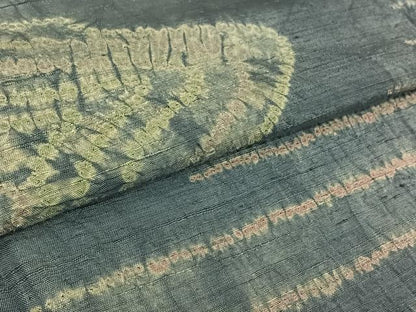 平和屋着物▽上質な紬　単衣　総絞り　幾何学文様　正絹　逸品　AABL6764jh